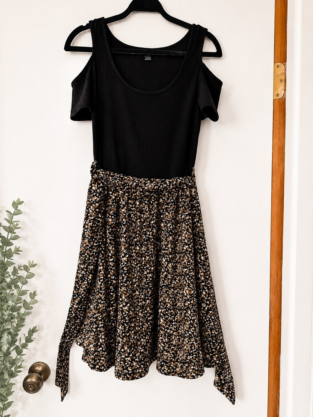 black & floral dress